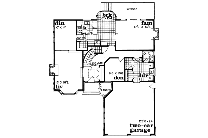 Dream House Plan - Floor Plan - Main Floor for Tudor House Plan #47-971 - 4 bed, 2.5 bath