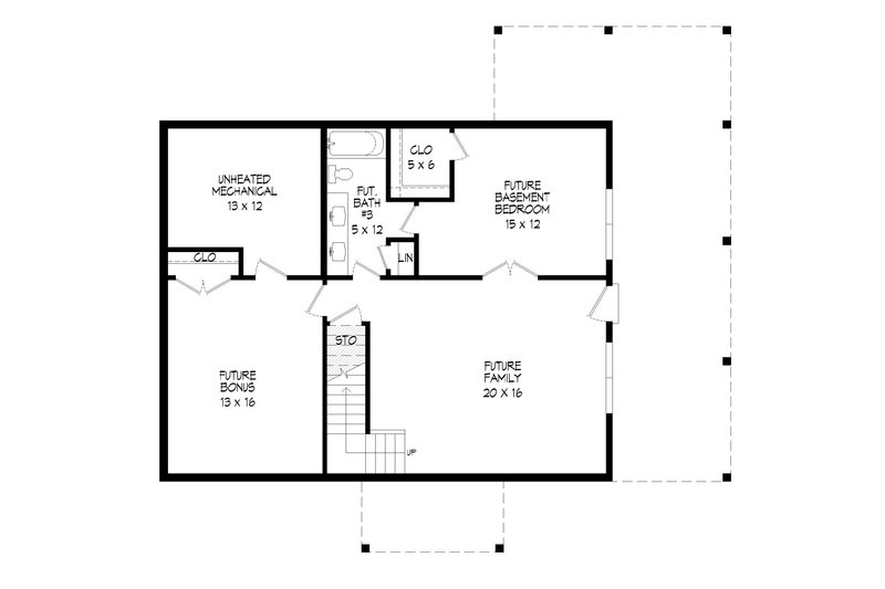 Dream House Plan - Floor Plan - Lower Floor for Modern House Plan #932-585 - 3 bed, 2 bath