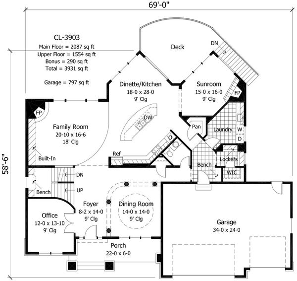 Craftsman Floor Plan - Main Floor Plan #51-324