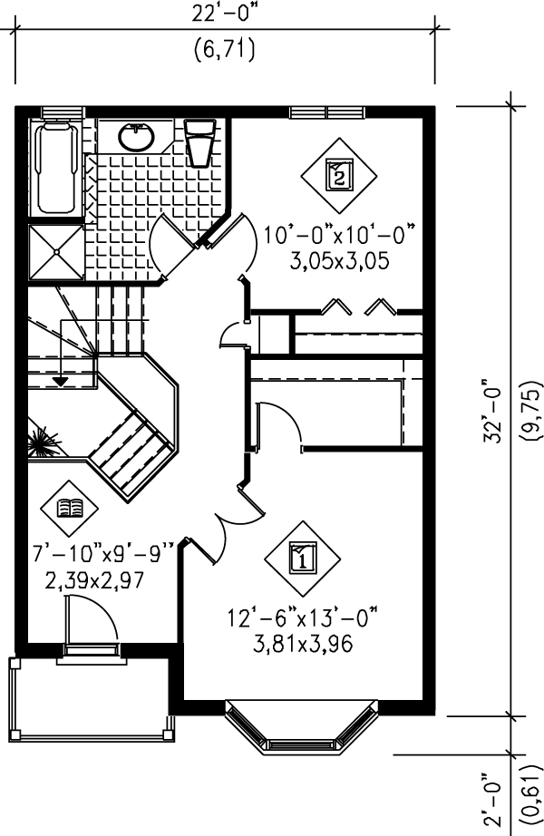 European Floor Plan - Upper Floor Plan #25-205