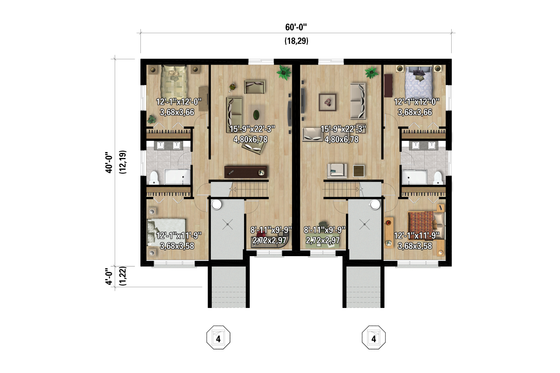 Contemporary Floor Plan - Lower Floor Plan #25-5008