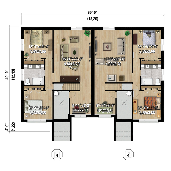 Contemporary Floor Plan - Lower Floor Plan #25-5008