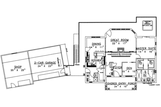 Floor Plan - Main Floor for Modern House Plan #117-179 - 3 bed, 4.5 bath