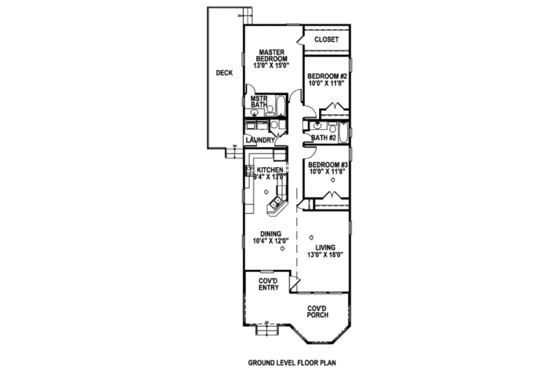 Floor Plan - Main Floor for Modern House Plan #141-299 - 3 bed, 2 bath