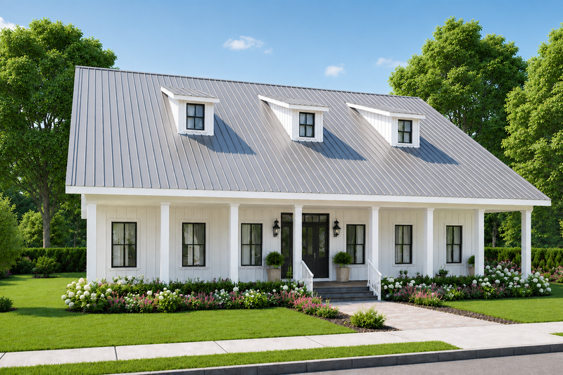 Architectural House Design - Exterior - Front Elevation 3 for Country House Plan #44-254 - 3 bed, 2 bath