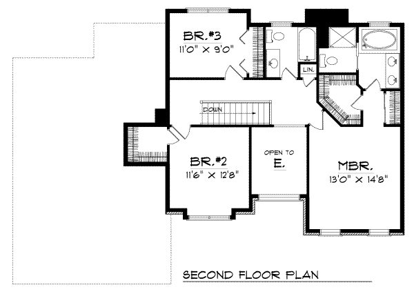 Traditional Floor Plan - Upper Floor Plan #70-647
