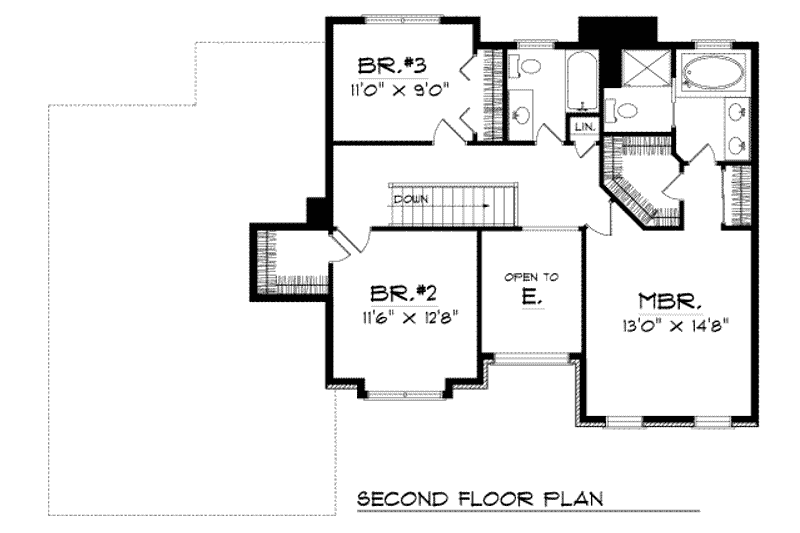 House Plan Design - Floor Plan - Upper Floor for Traditional House Plan #70-647 - 3 bed, 2.5 bath
