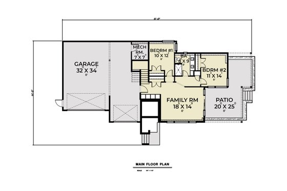 Floor Plan - Main Floor for Contemporary House Plan #1070-136 - 3 bed, 2.5 bath