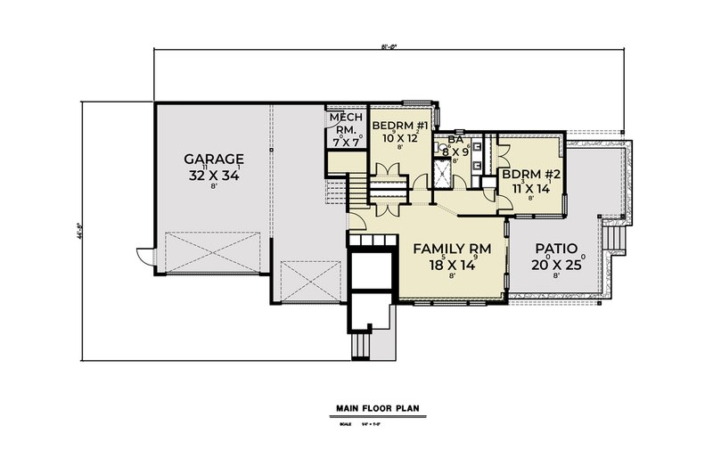 Dream House Plan - Floor Plan - Main Floor for Contemporary House Plan #1070-136 - 3 bed, 2.5 bath