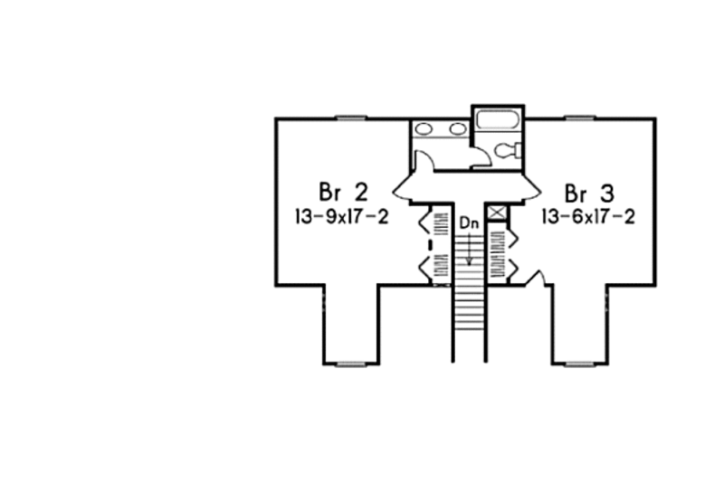 Architectural House Design - Floor Plan - Upper Floor for Country House Plan #57-228 - 3 bed, 2 bath