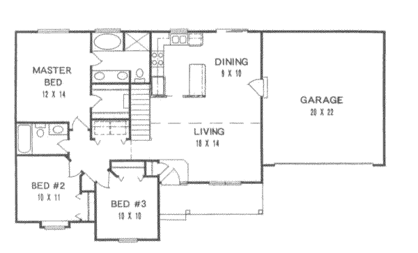 Architectural House Design - Ranch Floor Plan - Main Floor Plan #58-109
