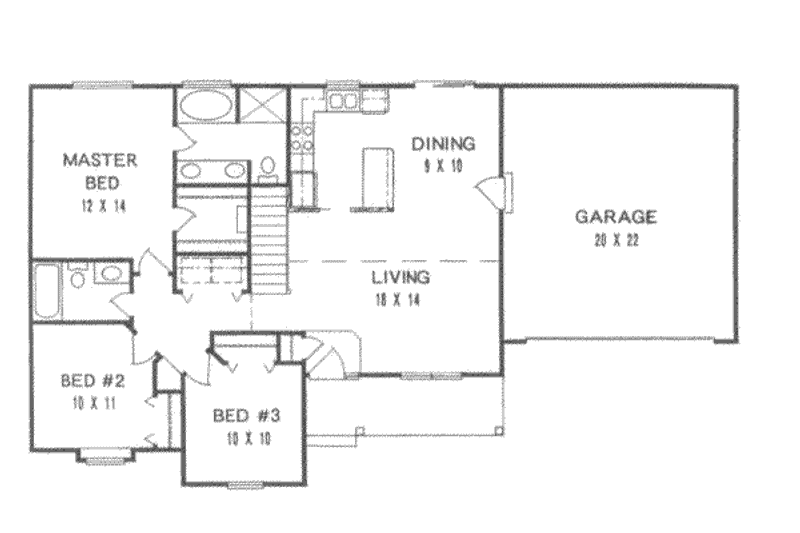 Dream House Plan - Floor Plan - Main Floor for Ranch House Plan #58-109 - 3 bed, 2 bath