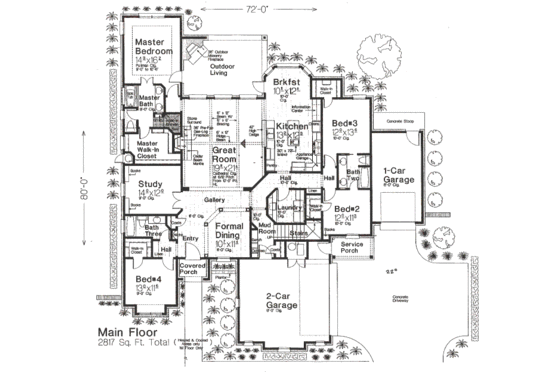 Floor Plan - Main Floor for Tudor House Plan #310-967 - 4 bed, 3 bath