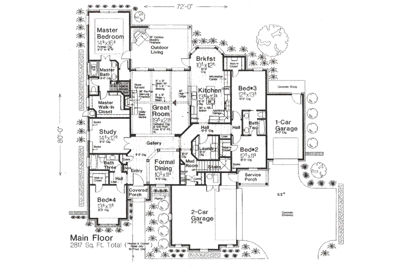 Home Plan - Floor Plan - Main Floor for Tudor House Plan #310-967 - 4 bed, 3 bath