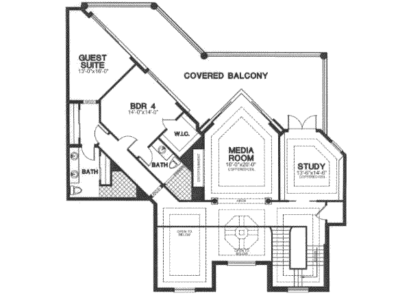Colonial Floor Plan - Upper Floor Plan #115-174