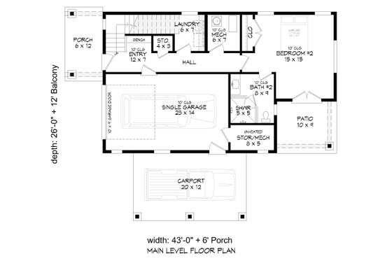 Floor Plan - Main Floor for Contemporary House Plan #932-1226 - 3 bed, 3.5 bath