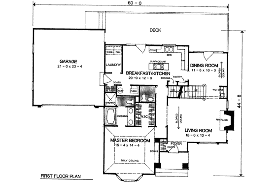 Floor Plan - Main Floor for Traditional House Plan #322-128 - 3 bed, 2.5 bath