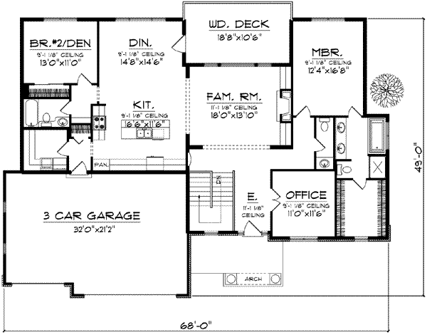 Home Plan - Traditional Floor Plan - Main Floor Plan #70-617