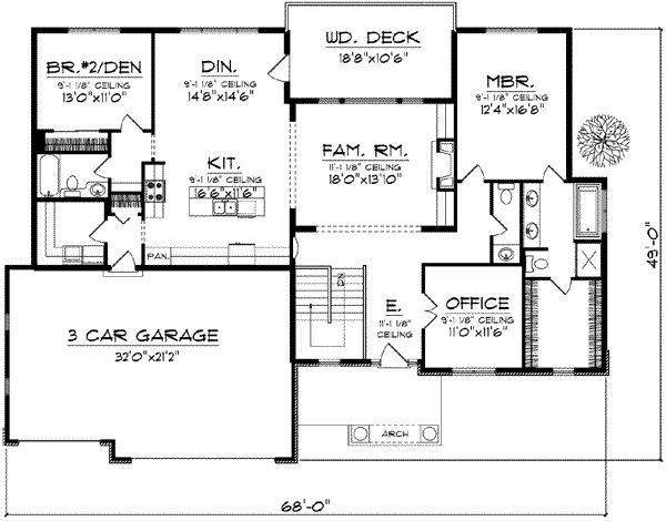 House Blueprint - Traditional Floor Plan - Main Floor Plan #70-617