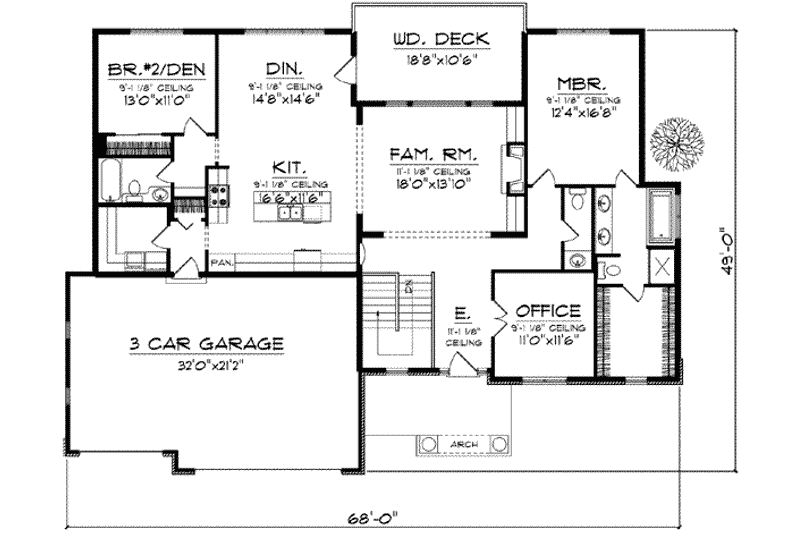 Dream House Plan - Floor Plan - Main Floor for Traditional House Plan #70-617 - 2 bed, 2.5 bath