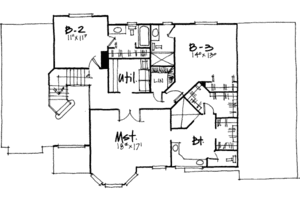 Floor Plan - Upper Floor for European House Plan #308-102 - 4 bed, 3 bath