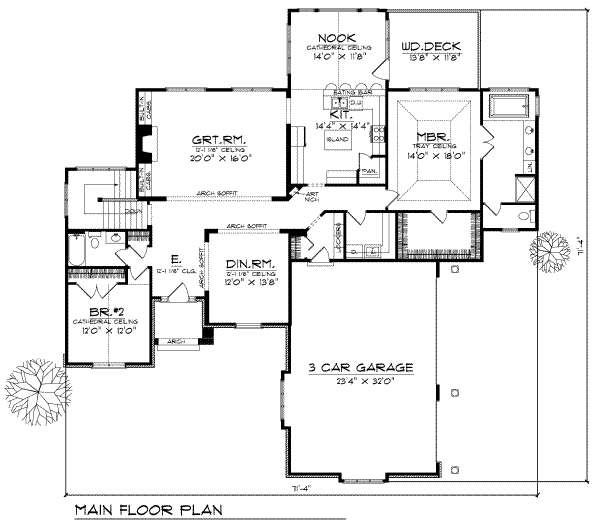 European Floor Plan - Main Floor Plan #70-540