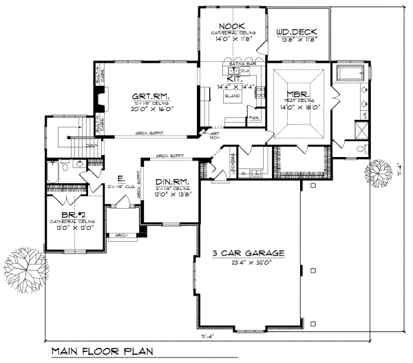 House Plan Design - European Floor Plan - Main Floor Plan #70-540