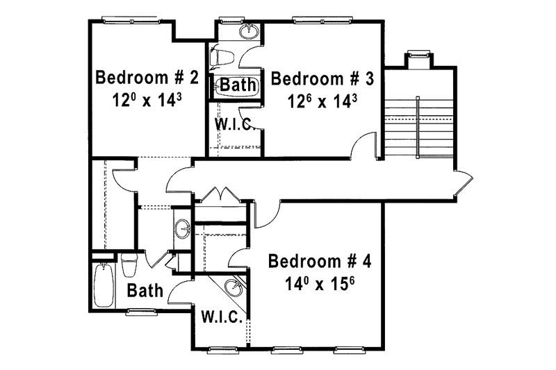 Home Plan - Floor Plan - Upper Floor for Country House Plan #429-389 - 4 bed, 3.5 bath