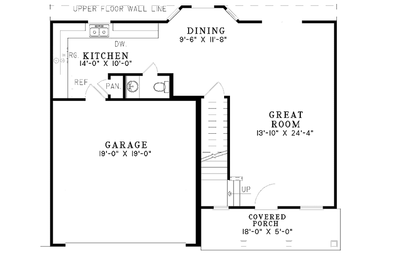 Architectural House Design - Floor Plan - Main Floor for Colonial House Plan #17-3088 - 4 bed, 2.5 bath
