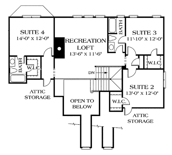 House Blueprint - Traditional Floor Plan - Upper Floor Plan #453-107