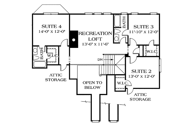 Dream House Plan - Floor Plan - Upper Floor for Traditional House Plan #453-107 - 4 bed, 3.5 bath