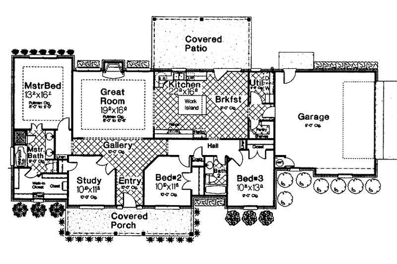 Dream House Plan - Floor Plan - Main Floor for Country House Plan #310-1229 - 3 bed, 2 bath