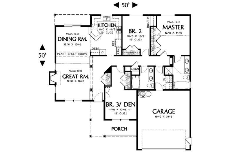 Home Plan - Floor Plan - Main Floor for Traditional House Plan #48-121 - 3 bed, 2 bath
