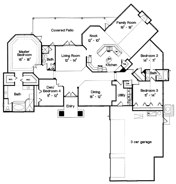 Architectural House Design - Mediterranean Floor Plan - Main Floor Plan #417-787
