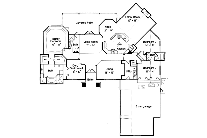 Home Plan - Floor Plan - Main Floor for Mediterranean House Plan #417-787 - 3 bed, 3 bath