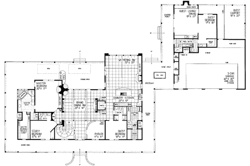 Home Plan - Floor Plan - Main Floor for Modern House Plan #72-190 - 6 bed, 5 bath