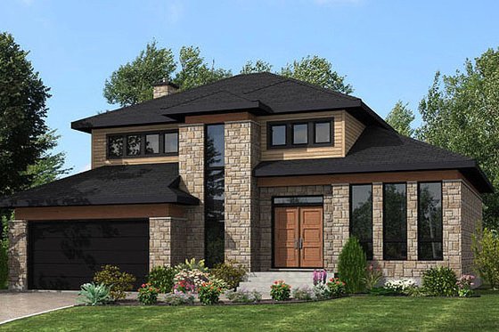 Exterior - Front Elevation for Modern House Plan #138-356 - 3 bed, 1.5 bath