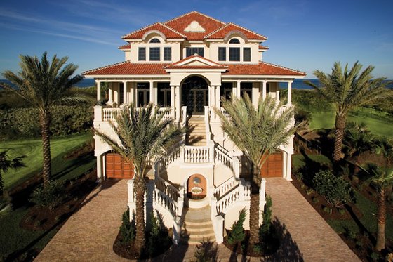 Exterior - Front Elevation for Mediterranean House Plan #929-900 - 5 bed, 6.5 bath