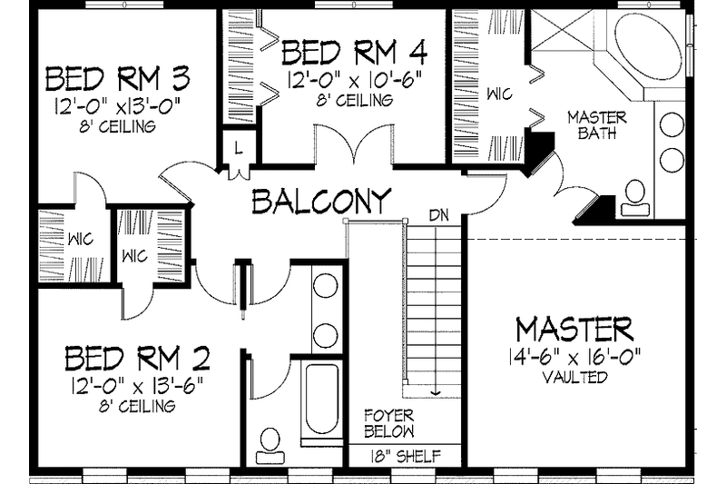 Home Plan - Floor Plan - Upper Floor for Classical House Plan #51-873 - 4 bed, 2.5 bath
