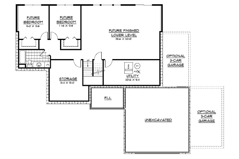 Dream House Plan - Floor Plan - Lower Floor for European House Plan #51-597 - 3 bed, 2 bath