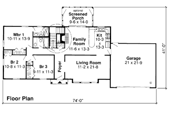 Floor Plan - Main Floor for Ranch House Plan #312-848 - 3 bed, 2 bath