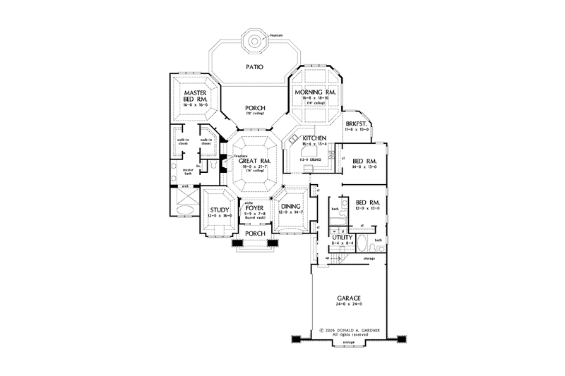 Architectural House Design - Floor Plan - Main Floor for Cottage House Plan #929-854 - 3 bed, 3 bath