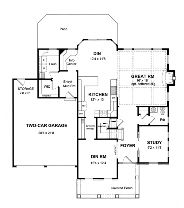 Architectural House Design - Traditional Floor Plan - Main Floor Plan #316-275