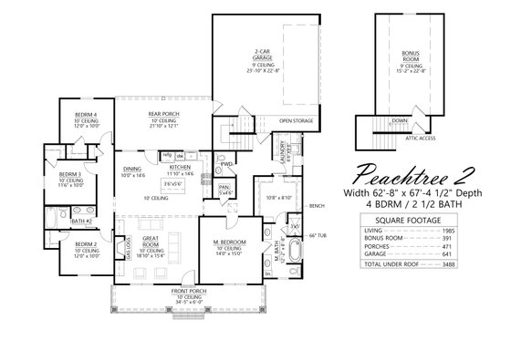 Floor Plan - Main Floor for Farmhouse House Plan #1074-73 - 4 bed, 2.5 bath