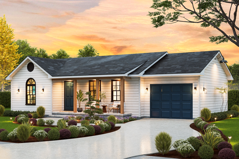 Dream House Plan - Exterior - Front Elevation 3 for Ranch House Plan #54-650 - 2 bed, 1 bath