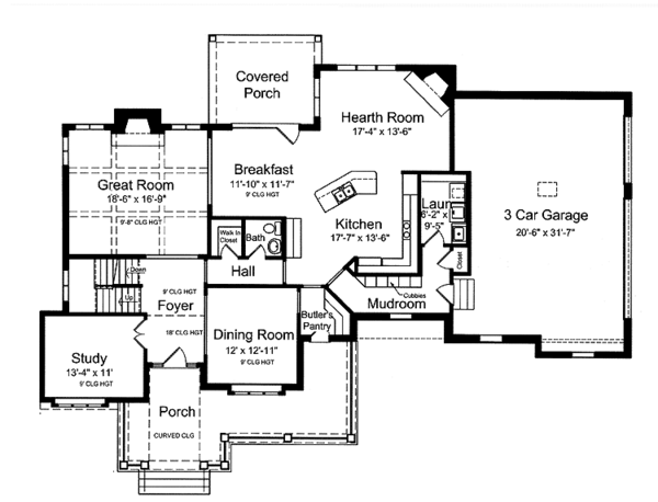 Architectural House Design - Country Floor Plan - Main Floor Plan #46-804