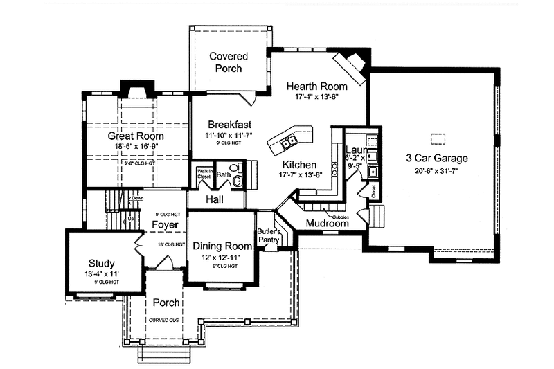 Dream House Plan - Floor Plan - Main Floor for Country House Plan #46-804 - 4 bed, 3.5 bath