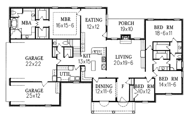 Dream House Plan - Ranch Floor Plan - Main Floor Plan #15-366