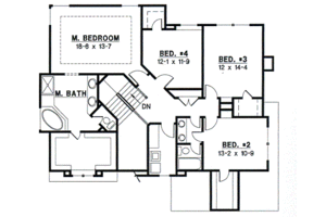 Floor Plan - Upper Floor for Traditional House Plan #67-533 - 4 bed, 2.5 bath