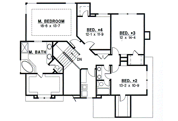 Traditional Floor Plan - Upper Floor Plan #67-533